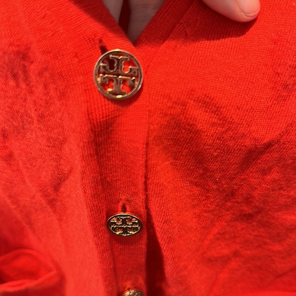 Tory Burch red cartigan - size large - gold buttons - Picture 3 of 4